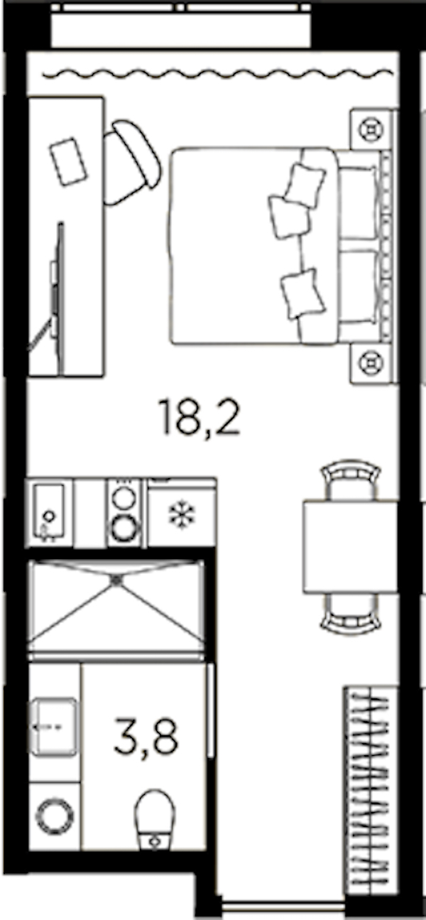 Квартира студия 22 м², 9/13 эт., ЖК «AVENIR Industrial»